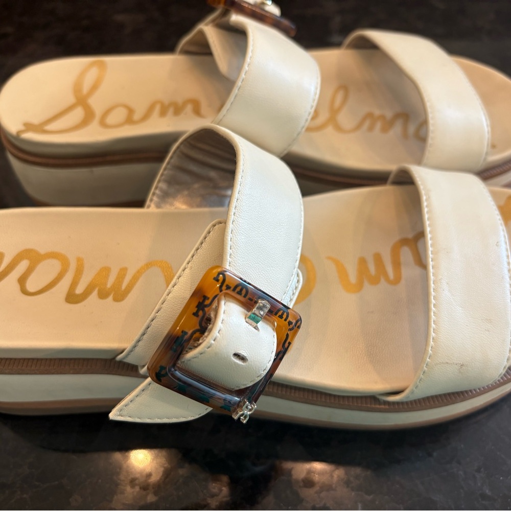 Sam Edelman Women's Tan Sandals with Tortoise Buckle